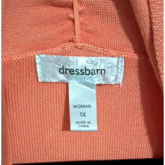 Coral Open-Front Cardigan Sweater 1X Dressbarn Womens Ruched Sleeves Lightweight - Picture 2 of 6